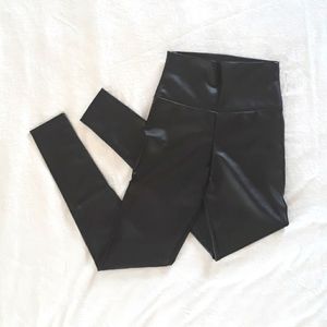Black Faux Leather Leggings, M